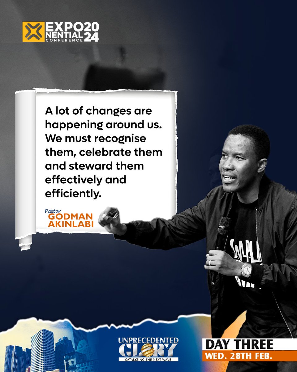 ExponentialNTWK's tweet photo. For the second session today, welcome the convener #ExponentialConference, Pastor Goodman Akinlabi @pgeeman, as he teaches "Stewarding Change: Ministry Relevance for all Seasons."
#ExponentialConference2024 #UnprecedentedGlory #ExponentialNTWK https://t.co/uqAGBS7KL7