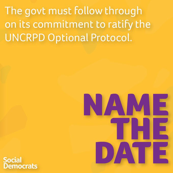It is great that the Government has finally committed to ratifying the Optional Protocol to the UNCRPD (UNCRPD itself ratified since 2018). 

The Government must now name the date if it is serious about this commitment. #NameTheDate