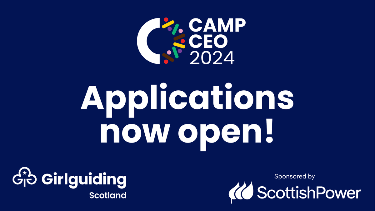 Girlguiding Scotland (@girlguidingscot) on Twitter photo Camp CEO is back for 2024 and applications are open! It is a chance for 60 <a href="/GirlguidingScot/">Girlguiding Scotland</a> members aged 14-18 to meet a variety of industry leaders. We’re pleased to announce that this year we’re working in partnership with Scottish Power, who are sponsoring the event. (1/3) Camp CEO is back for 2024 and applications are open! It is a chance for 60 <a href="/GirlguidingScot/">Girlguiding Scotland</a> members aged 14-18 to meet a variety of industry leaders. We’re pleased to announce that this year we’re working in partnership with Scottish Power, who are sponsoring the event. (1/3)