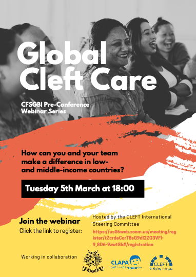 How can cleft teams in Great Britain and Ireland make a difference in global cleft care? Join the CFSGBI Pre Conference Webinar this Tuesday 5th March 18:00 GMT. Register: us06web.zoom.us/meeting/regist…