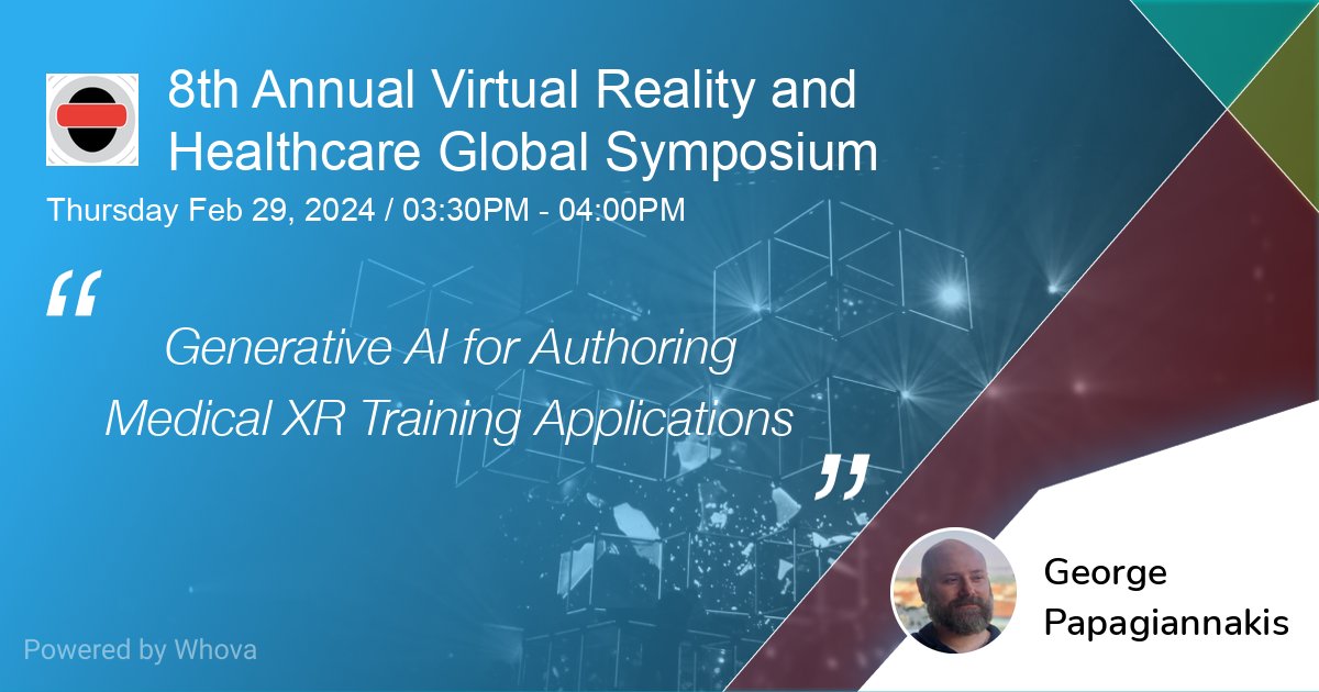 🚀 Tomorrow at the 8th Annual #VirtualReality and #Healthcare Global Symposium by #IVRHA in Florida: 

Don't miss Dr. <a href="/gpapagian76/">george papagiannakis</a> , CEO of <a href="/ORamaVR/">ORamaVR</a> , as he unveils "#Generative #AI for Authoring #Medical #XR Training Applications." 📍<a href="/RinglingCollege/">Ringling College</a>

🔗tinyurl.com/3j7npt6r