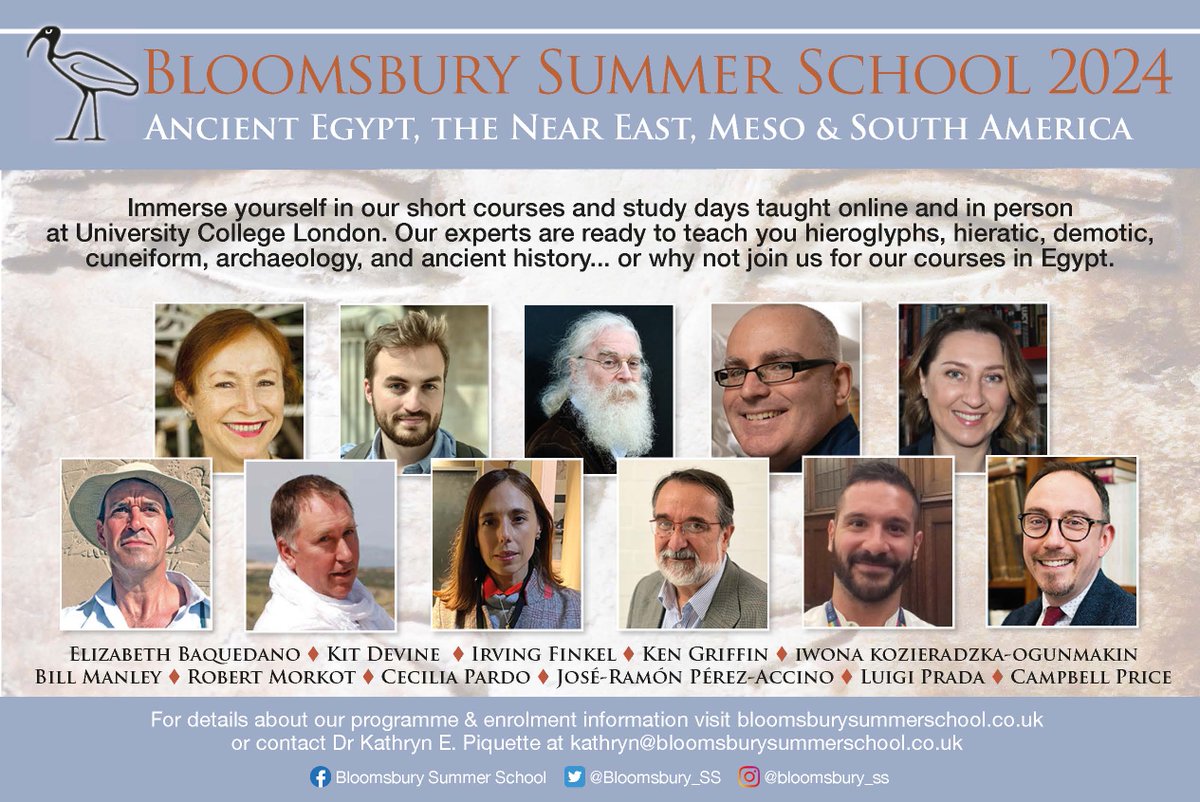 Our EARLY BIRD OFFER ends tomorrow (29 Feb) on our 4- / 5-day courses &amp; study days. Our fantastic team of Course Directors have organised a very special program on Meso &amp; South America, ancient Near East &amp; Egypt! Details: bloomsburysummerschool.co.uk (click courses / study day tabs)