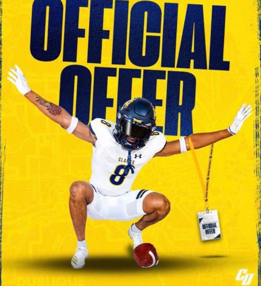 After a great conversation with @DurrellMitchel1 I am blessed to receive my 2nd offer from the university of Clarke!!! 🔵🟡 @Coach_Wiggers @TBHS_Football @TBHSTrojans @TBHSFballBoostr @GSV_STL @PrepRedzoneMO #AGTG