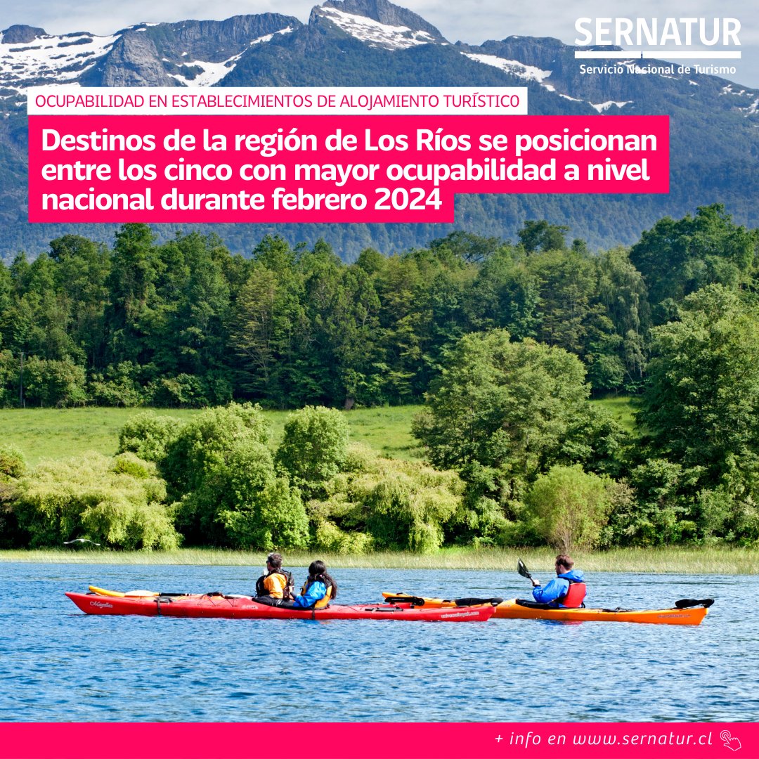 Destinos de la región de Los Ríos se posicionan entre los cinco con mayor ocupabilidad a nivel nacional durante febrero 2024.
El destino Cuenca del Lago Ranco, lideró tasa de ocupabilidad hotelera del país con un 93,2%