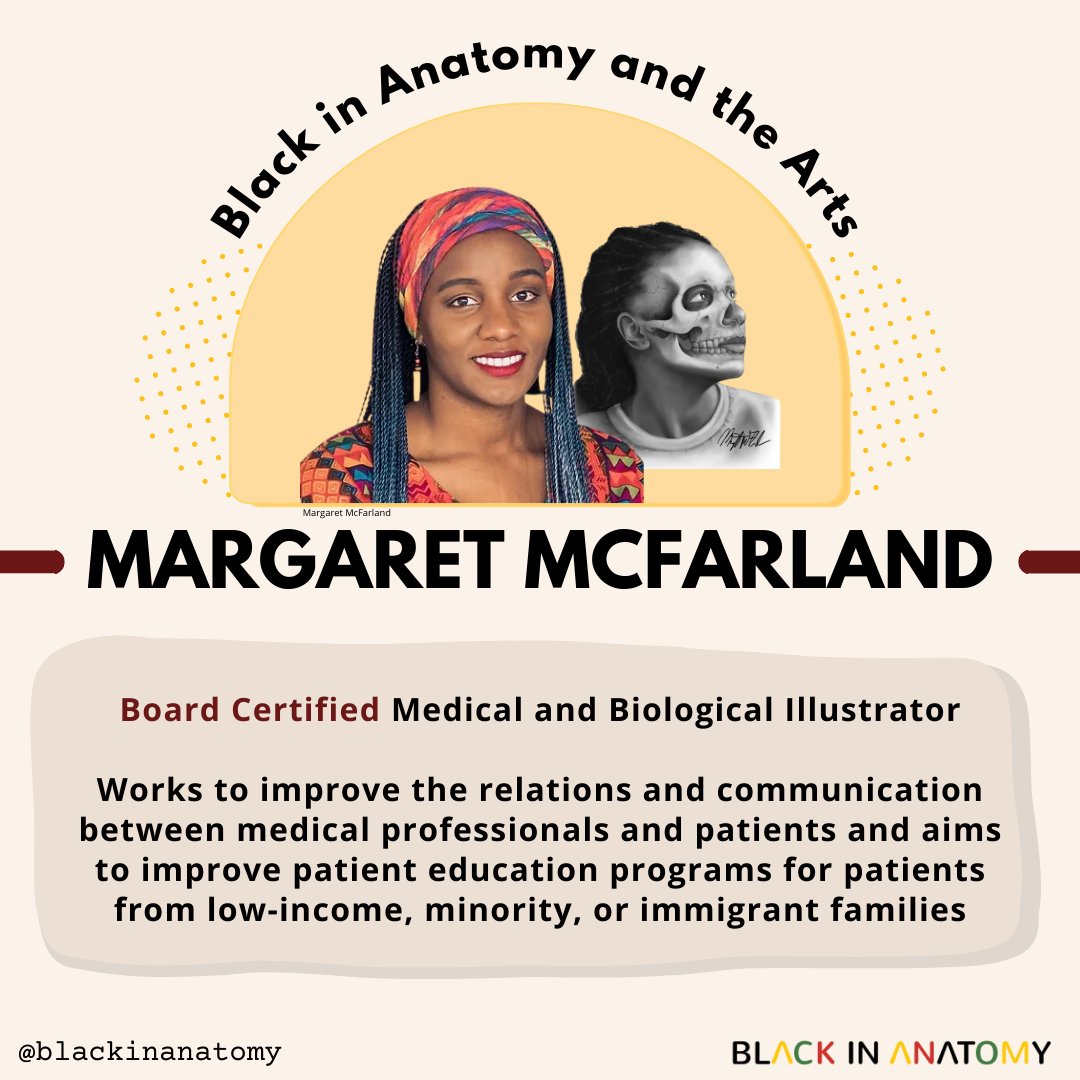 Next in #BlackinAnatArt, we feature Margaret McFarland for #BlackHistoryMonth. Margaret is a Board certified medical illustrator who specializes in biological and surgical illustrations. See Margaret’s portfolio and learn more on her website: mjamillustrations.com