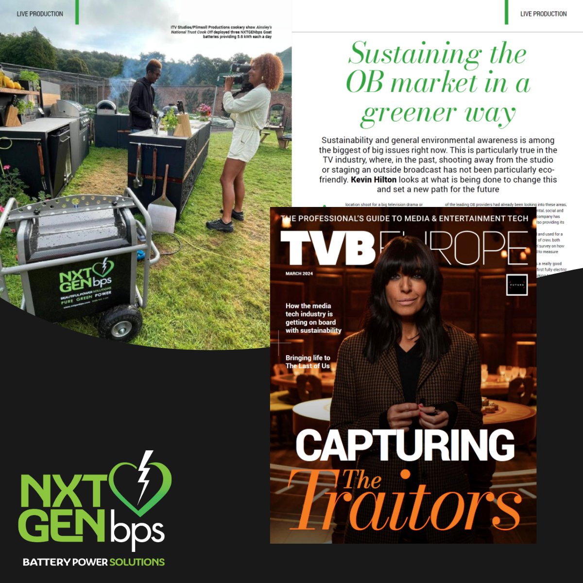 We’re delighted to be featured in the new issue of <a href="/TVBEurope/">TVBEurope</a> where Lesley Marr discusses the benefits of our battery-powered generators and our commitment to pioneering #sustainability in the #OB market: bit.ly/3SVJH7R #batterypower #greenenergy #greenpower #broadcast