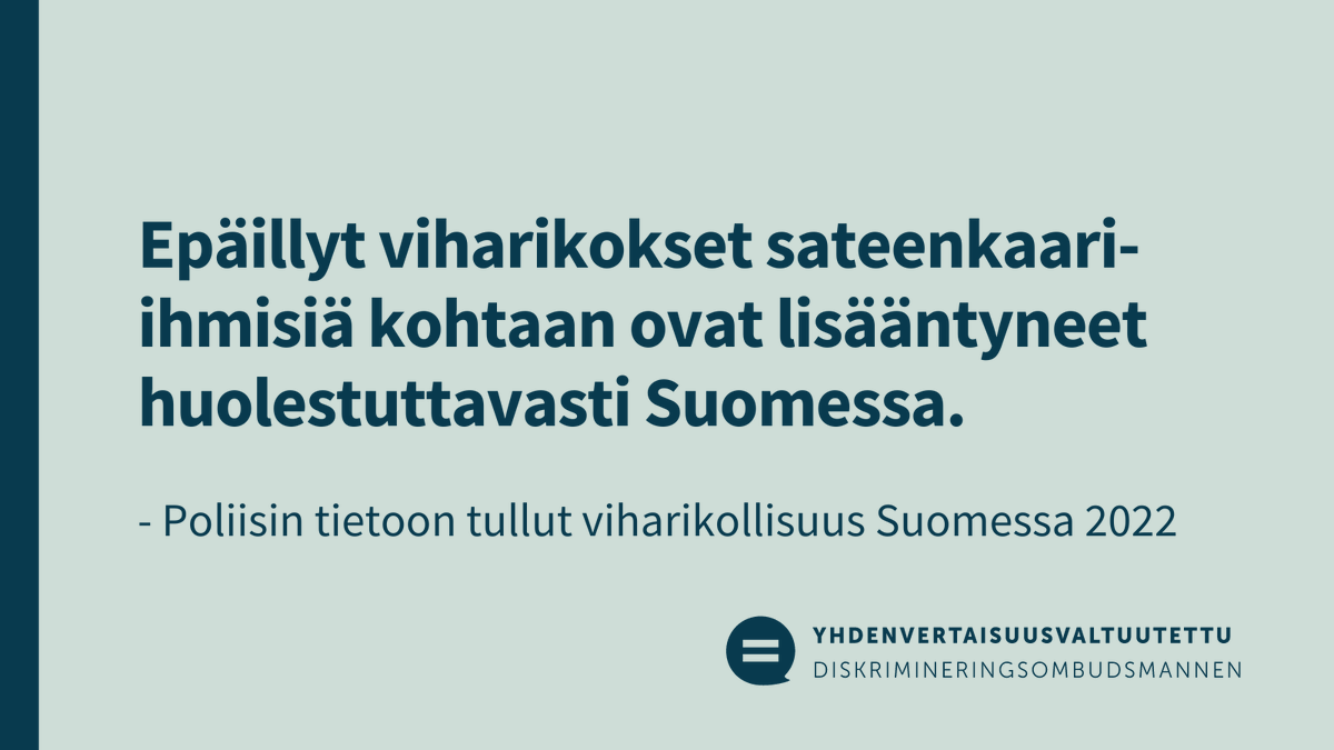 Ilmapiiri seksuaali- ja sukupuolivähemmistöjä kohtaan on koventunut ympäri Eurooppaa. Lisäksi epäillyt viharikokset sateenkaari-ihmisiä kohtaan ovat lisääntyneet huolestuttavasti Suomessa.

Tämä käy muun muassa ilmi poliisiammattikorkeakoulun vuoden 2022 viharikostilastoista. 1/
