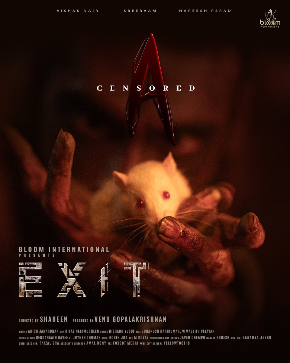 EXIT - Certified 'A' 🔥

#ExitMovie #VaishakNair #Sreeram #HareeshPeradi #Shaheen 
_
_
#intotheupdates #cinemakoott