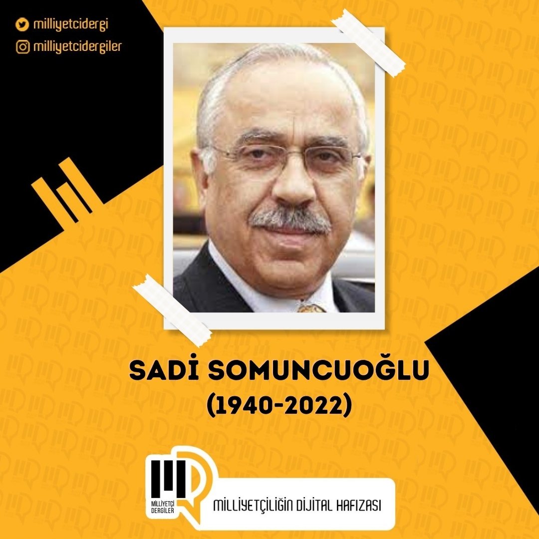 Sadi Somuncuoğlu'nu vefat yıldönümünde saygı ve rahmetle anıyoruz. Sadi Somuncuoğlu'nun milliyetçi dergiler projesi kapsamında taranan yazılarına aşağıdaki bağlantı adresinden ulaşabilirsiniz. milliyetcidergiler.org/yazar/8836/Sad…