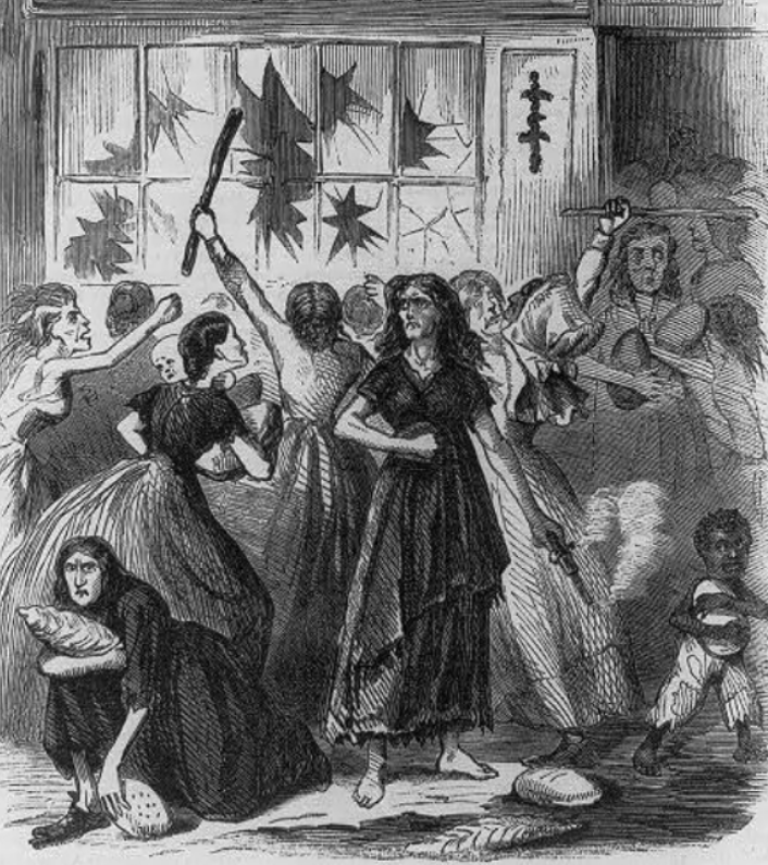 #TalDiaComAvui de 1789 esclataven els rebomboris del pa, una revolta iniciada per dones barcelonines contra l'increment del preu del pa.  

Josefa Vilaret, coneguda com la Negreta, va ser acusada de liderar les protestes i executada a la Ciutadella.