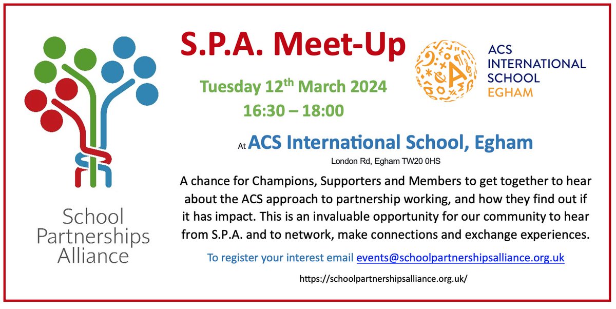 We are delighted to share information about our next in-person event. Members, Supporters and Champions welcome. Thank you @ACSEgham @ACSintschools <a href="/Graemelawrie84/">Graeme Lawrie MBE</a>