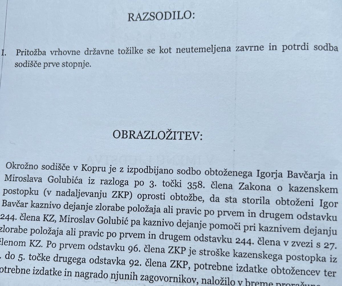 BojanPozar's tweet image. ‼️ #Koper Igor Bavčar in Miroslav Golubič pravnomočno oproščena.