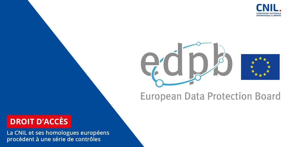 Dans le cadre d’une action coordonnée au niveau européen, la CNIL contrôle des organismes publics et privés sur les conditions dans lesquelles ils gèrent l'exercice du droit d’accès. Pour en savoir plus 👉 cnil.fr/fr/droit-dacce…
<a href="/EU_EDPB/">EDPB</a>