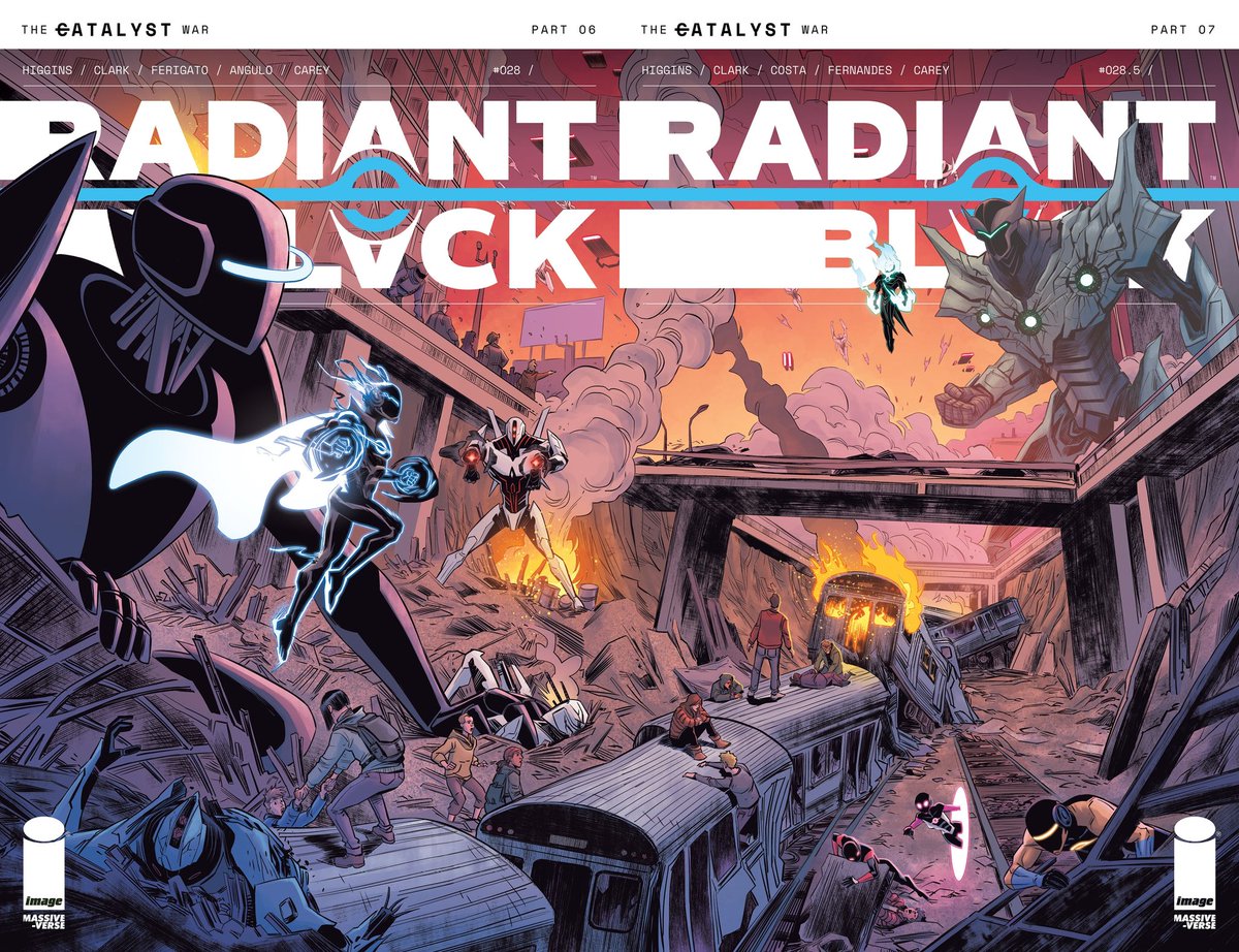 Radiant Black is back with another 2 chapters of the Catalyst War. These issues are incredible, and continue to raise the stakes as our heroes navigate The Third Door. Gorgeous connecting covers by @eduardoferigato and @_rod_fernandes! #RadiantBlack #CatalystWar