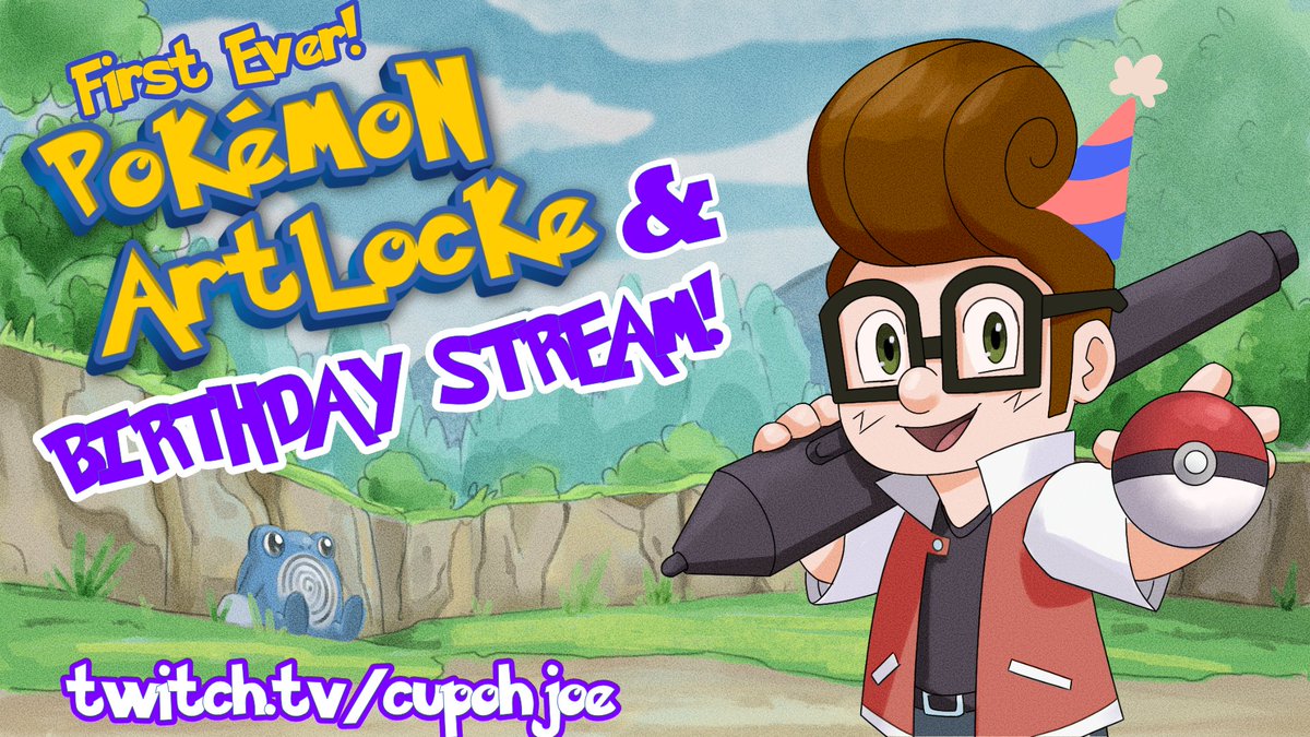 CupOhhJoe's tweet image. Buckle up! On Friday this birthday boy will be doing his first ever artlocke/nuzlocke/randomizer! 🖼️💀🎂
It’ll be kicking off around 1-2pm EST on my stream over on twitch. Hope to see you guys there! 🎉