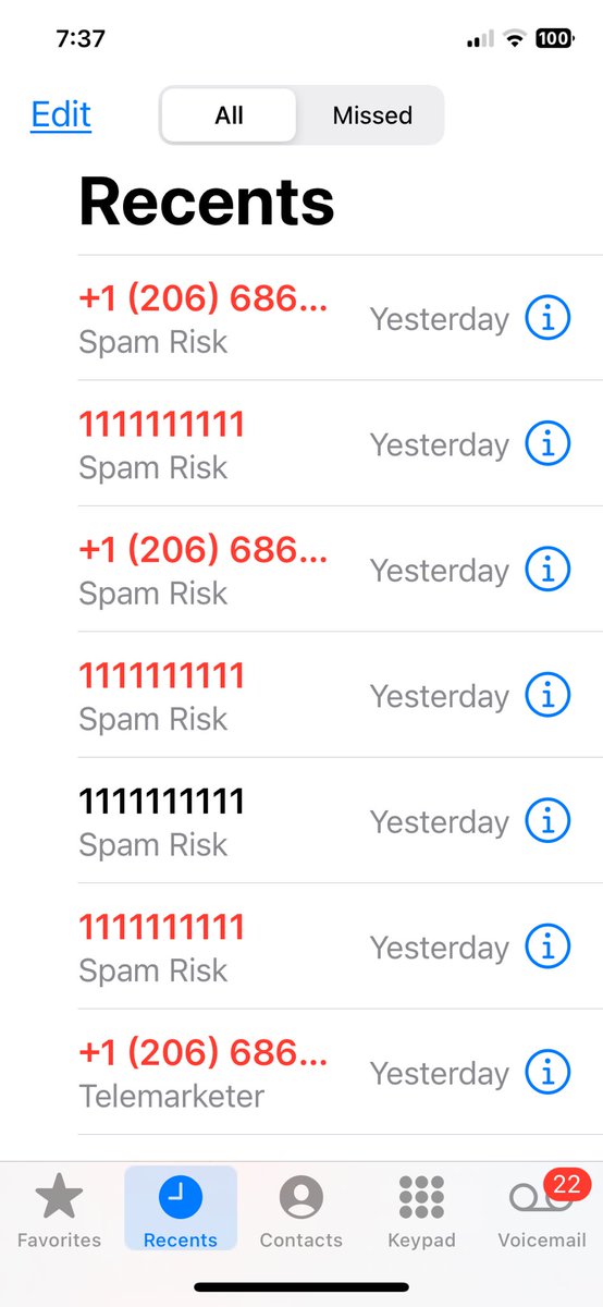 KipHoustonTX's tweet image. What’s up @ATT   Got hammered by spam yesterday.   #spam #robocall