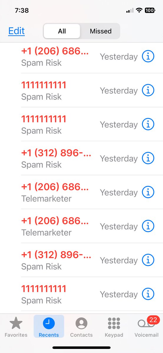 KipHoustonTX's tweet image. What’s up @ATT   Got hammered by spam yesterday.   #spam #robocall