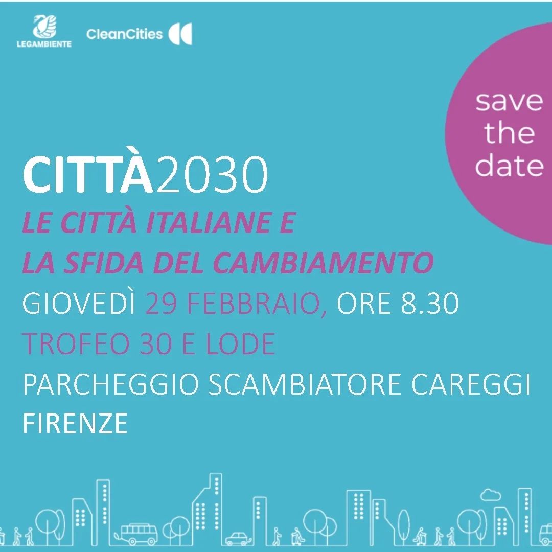 📣 #Città2030 fa tappa a Firenze! 
🍃29 FEBBRAIO // 8.30 - "Trofeo 30 e lode": 

🍃1 MARZO // 11.00 - "Libri Liberi Firenze Conferenza presentazione dei dati toscani del report "Mal'Aria di città 2024" sull'inquinamento atmosferico da polveri sottili