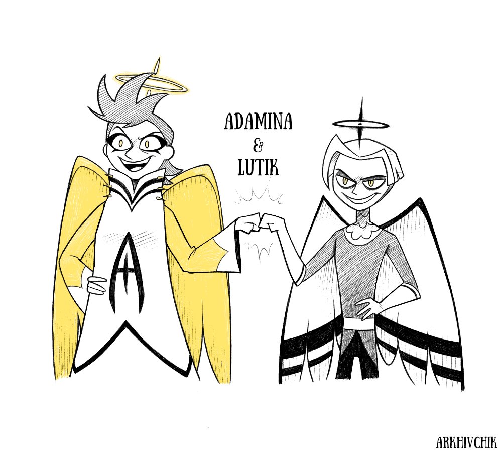 Arkhivchik's tweet photo. I will continue to draw pictures of my beloved Chaggie, but for now, stick with these two characters
Adamina and Lutik 🎸🗡️
✨Friendship ✨
#HazbinHotel #ОтельХазбин #Genderbend #FemaleAdam #Adamina #MaleLute #Lutik #Friendship #Arkhivchik https://t.co/0OMRBtFSJa