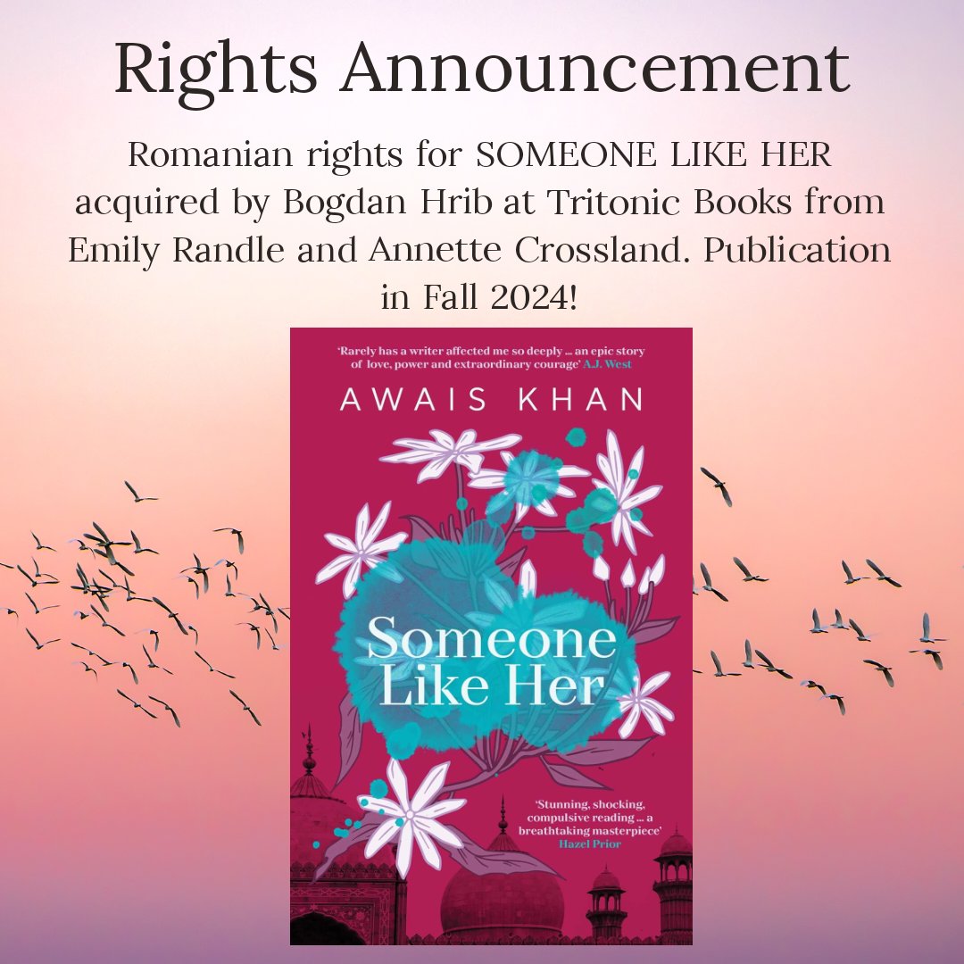 Awais Khan (@awaiskhanauthor) on Twitter photo Delighted to announce that Romanian rights for SOMEONE LIKE HER have been acquired by <a href="/bo_hrib/">BoHrib</a> at Tritonic Books from Emily Randle <a href="/randleeditorial/">Randle Editorial & Literary Consultancy</a> and Annette Crossland @CROSSLANDAM
Publication in Fall 2024!
Tritonic did a phenomenal job with NO HONOUR, so I just can't wait! Delighted to announce that Romanian rights for SOMEONE LIKE HER have been acquired by <a href="/bo_hrib/">BoHrib</a> at Tritonic Books from Emily Randle <a href="/randleeditorial/">Randle Editorial & Literary Consultancy</a> and Annette Crossland @CROSSLANDAM
Publication in Fall 2024!
Tritonic did a phenomenal job with NO HONOUR, so I just can't wait!
