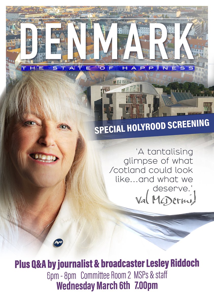 Chuffed that @Ivan_McKee is hosting a screening of the Denmark film for MSPs & staff (not public) in Holyrood on March 6th. This'll satisfy folk at every screening who've been concerned that SNP/Green MSPs may not 'get the message'. As long as they turn up!