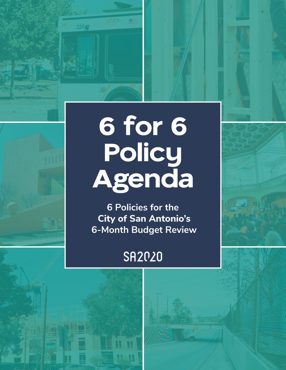 SA2020 (@sa2020) on Twitter photo Our 6x6 Policy Agenda focuses on six policies that the <a href="/COSAGOV/">City of San Antonio</a> can adopt as early as next month. From workers' rights & economic mobility to housing affordability & transportation, these policies are informed by SA2020's bird's-eye view of San Antonio: sa2020.org/policy-agenda Our 6x6 Policy Agenda focuses on six policies that the <a href="/COSAGOV/">City of San Antonio</a> can adopt as early as next month. From workers' rights & economic mobility to housing affordability & transportation, these policies are informed by SA2020's bird's-eye view of San Antonio: sa2020.org/policy-agenda