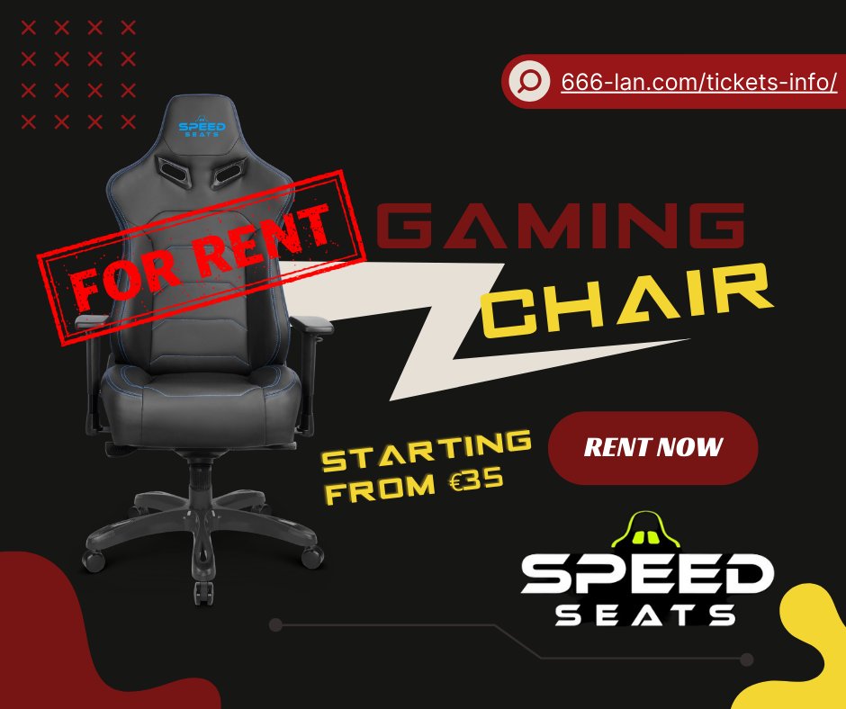 Tired of lugging your chair back and forth from home to a LAN party? Dont worry! We've got you covered with the most comfortable chairs from Speadseats, ensuring you can kick back and relax upon arrival. Secure your tickets for our event - it's almost time! 😈