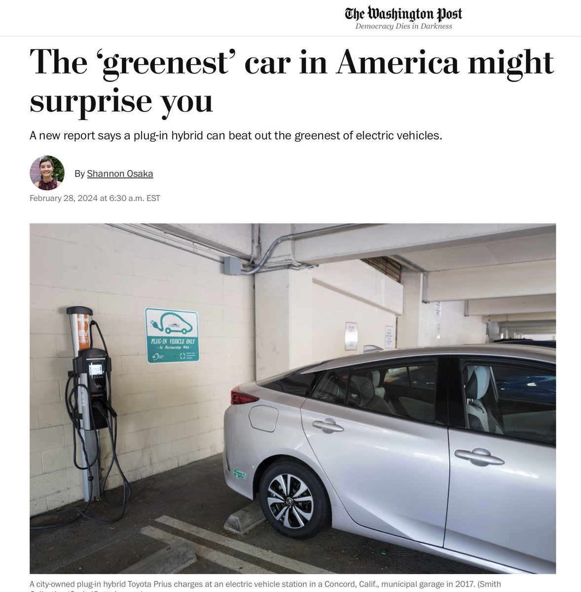Blah-blah-blah... no EV or hybrid is any 'greener' than gas-powered cars. EVs and hybrids have not changed the weather or improved the environment or have accomplished anything other than to rip off taxpayers, deceive purchasers and enrich/empower Communist China.…