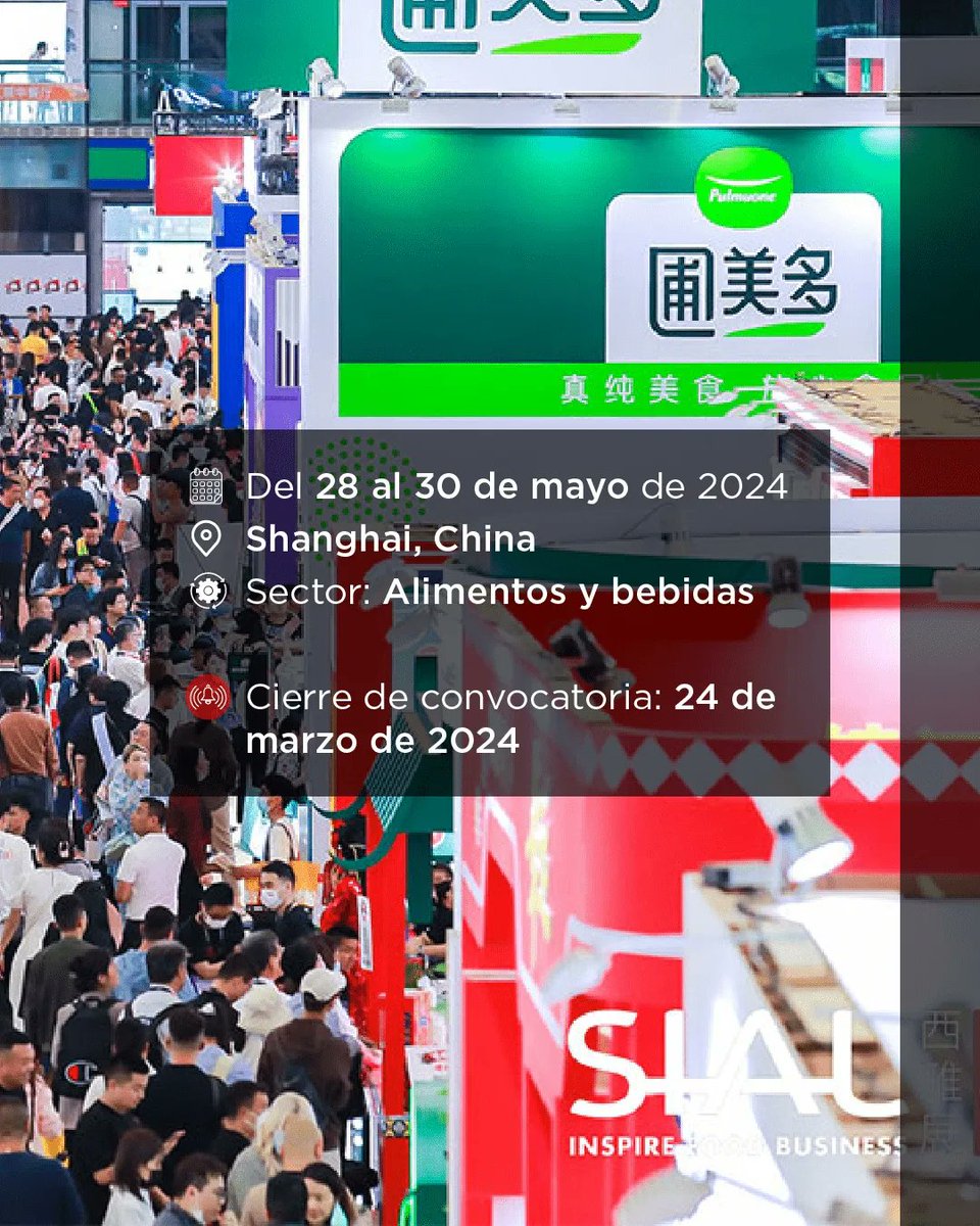 comex_er's tweet photo. 📢 Convocatoria abierta | SIAL Shanghai 🇨🇳

📅 28 al 30 de mayo de 2024
📍 Shanghai, China
👉🏻 Sector: alimentos y bebidas

✒️ Preinscripción: https://t.co/j0Cv1zkNUq
🚨 Cierre de convocatoria: 29 de marzo de 2024

+ info:
📨 exportaciones.entrerios@gmail.com
📞 (0343) 5280344 https://t.co/zQ2jmnyL2F
