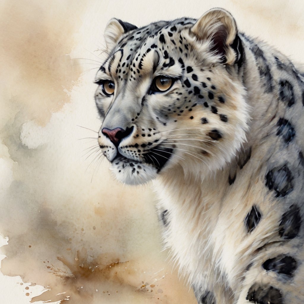 #ユキヒョウ
#Leonardoai 

#ai画像 #雪豹 #aiart #snowleopard #snowleopards #watercolor #watercolorpainting