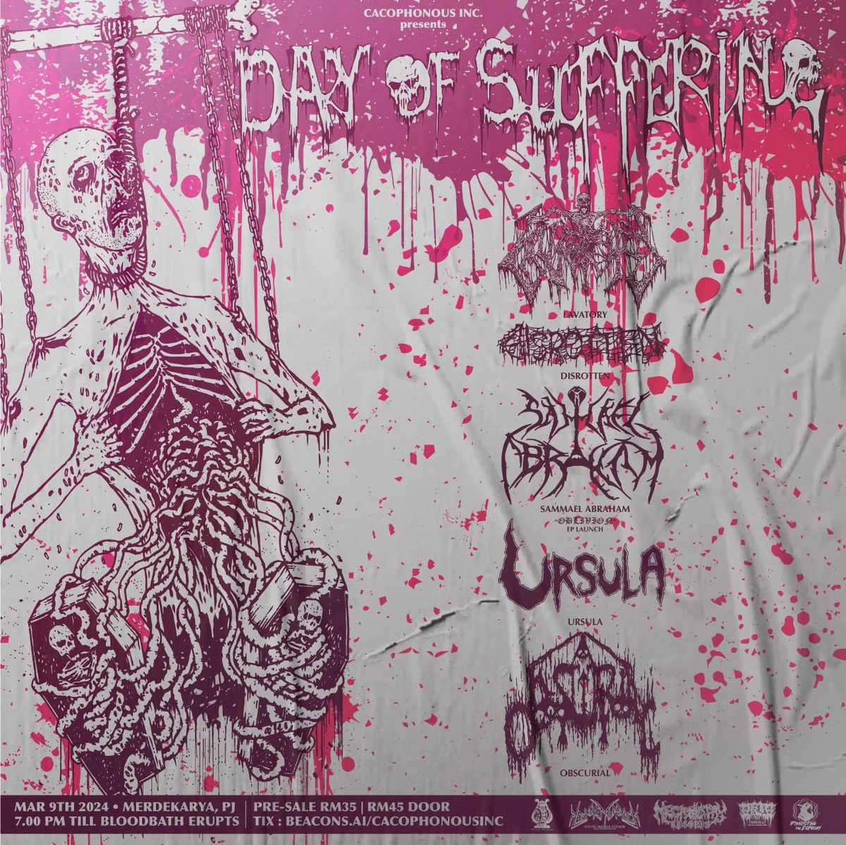 Day of Suffering presale will be closed tomorrow at 11.59pm. This is your last chance to grab‼️

beacons.ai/cacophonousinc