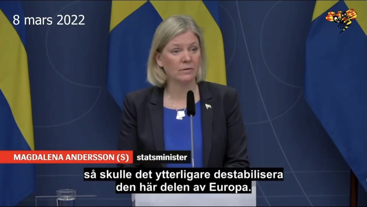 HSilfverskiold's tweet photo. Magdalena Andersson sa att en svensk Natoansökan skulle destabilisera Europa och Hultqvist lovade att aldrig ta Sverige in i Nato. 18 mars 2022 lovade Ulf Kristersson att skicka in ansökan vid maktskifte oavsett vad S tyckte. Två månader senare vände S.

Historien glömmer inte https://t.co/TNaaQrXOjz