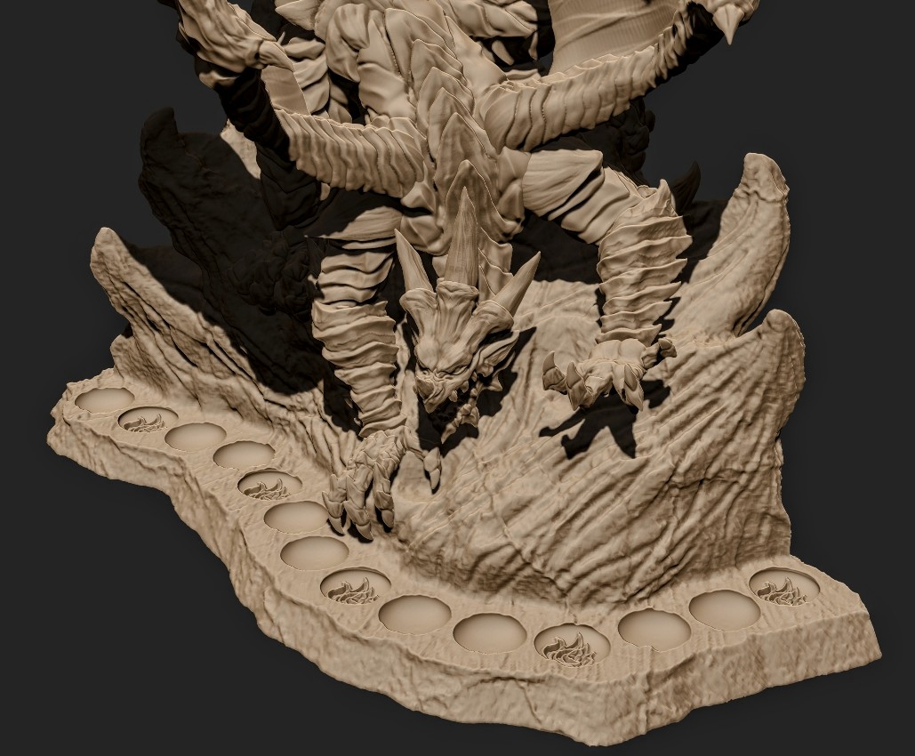 nabehands's tweet image. ドラスレ用ドラゴン完成しました🐉

予定通り冒険フェイズと決戦フェイズで見た目が変わるようにしました😄
台座にはドラゴンゲージもついています🔥

細部の作り込みはそこまでしていませんが、サイズがそこまで大きくないのでこの程度にとどめました🛠

早くゲームで使いたいです😊

#ドラスレ