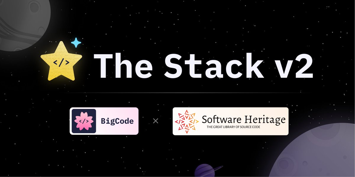 BigCodeProject's tweet image. This is the result of hard work by the BigCode community and supported by @ServiceNowRSRCH, @huggingface and @nvidia to train the 3B, 7B and 15B models!
The Stack v2 was built with @SoftwareHeritage and the full processed training data is coming soon!
huggingface.co/datasets/bigco…