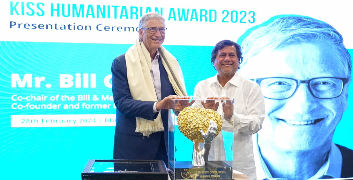 Tajinder Toor (@tajinder_singh3) on Twitter photo Thrilled to announce Bill Gates as the recipient of the KISS Humanitarian Award 2023 for his impactful work in healthcare and education.
#KISSHonoursBillGates
<a href="/achyuta_samanta/">Achyuta Samanta</a>
<a href="/kissfoundation/">KISS - Kalinga Institute of Social Sciences</a> Thrilled to announce Bill Gates as the recipient of the KISS Humanitarian Award 2023 for his impactful work in healthcare and education.
#KISSHonoursBillGates
<a href="/achyuta_samanta/">Achyuta Samanta</a>
<a href="/kissfoundation/">KISS - Kalinga Institute of Social Sciences</a>