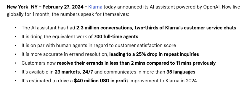 🤯 Klarna replaces 700 full-time employees with AI