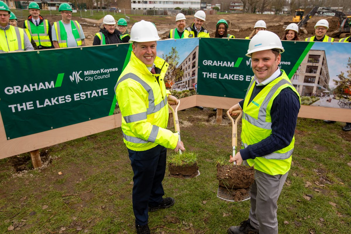 Our very own, Ben Jones, was at the ground breaking for Phase A of the Lakes Estate Renewal Project in Bletchley! @mkcouncil recently appointed @GRAHAMGroupUK via our Major Works Framework and we're delighted to see this project get underway. Read on: pagabo.co.uk/news/milton-ke…