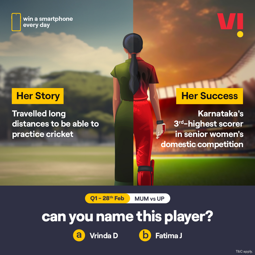 Struggles that lead to success, beautifully shapes their astonishing story. Recognise their names with #ViBoundaryBreakers and you could win a smartphone every day. . . #PlayAndWin #Smartphone #Challenge #ParticipateNow #Cricket #MUMvsUP