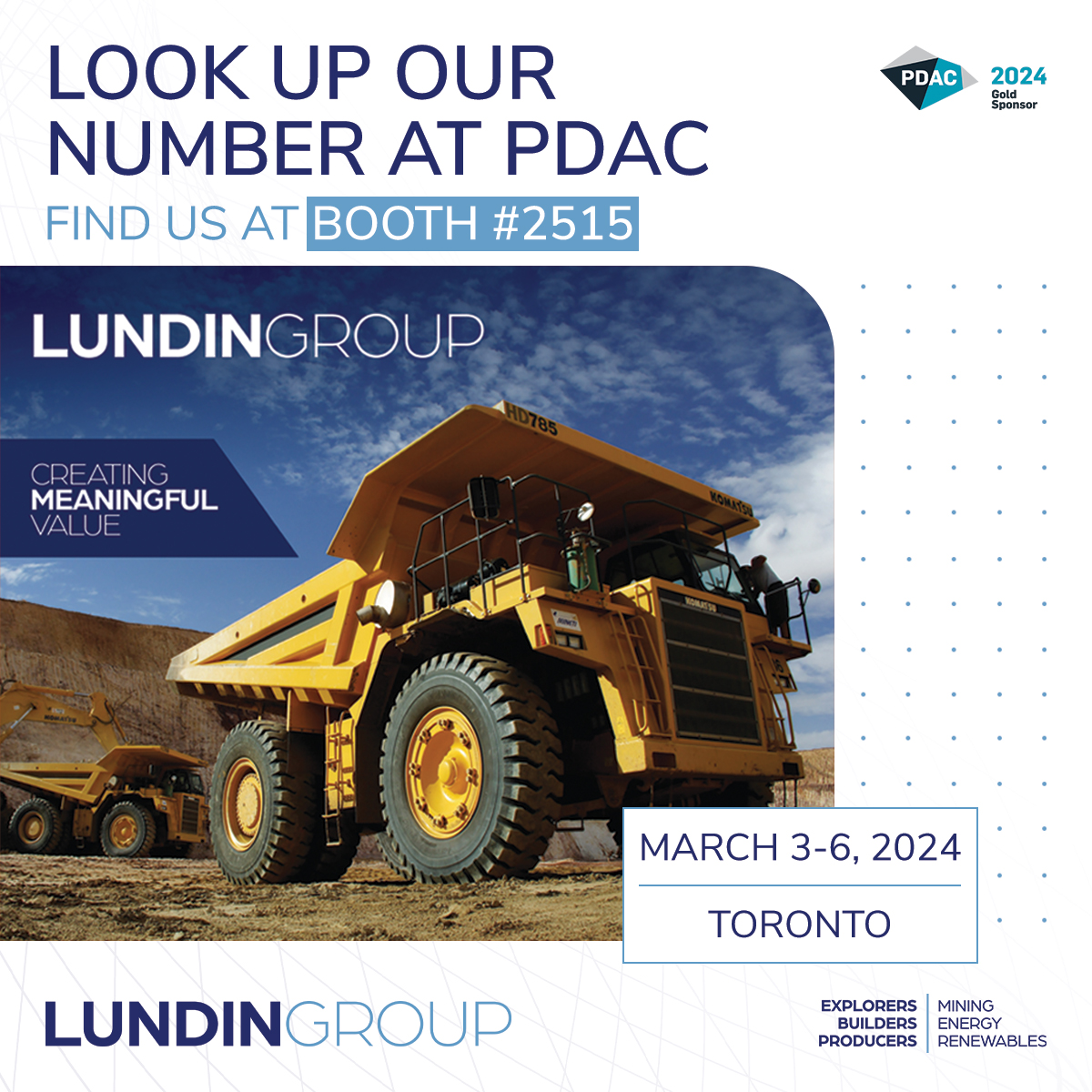 Our portfolio produces metals and minerals deemed precious and critical. Our commodity exposure is diverse, but Lundin Group companies share a singular purpose: creating meaningful value for shareholders and communities. Find us at Booth #2515 to learn more.
