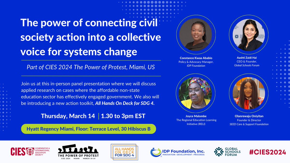 We are excited to be taking part in this years @CIES_US Conference where we will be introducing a new action toolkit, All Hands On Deck for SDG 4, and presenting case studies where the ANS has engaged government. Register here: conference.cies.us/registration-r… #allhandsondeckforsdg4