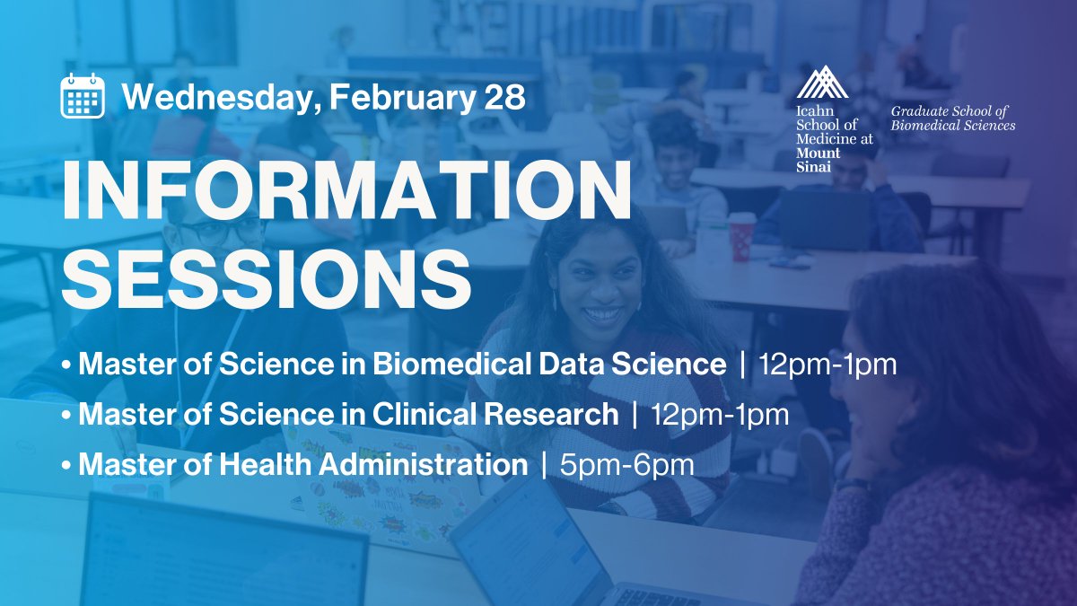 Are you interested in expanding your career with a Master’s degree? Today we are offering information sessions for our Master’s programs in Biomedical Data Science, Clinical Research, and Health Administration. Register now to learn more: mshs.co/3uM4Eu0 #GradSchool