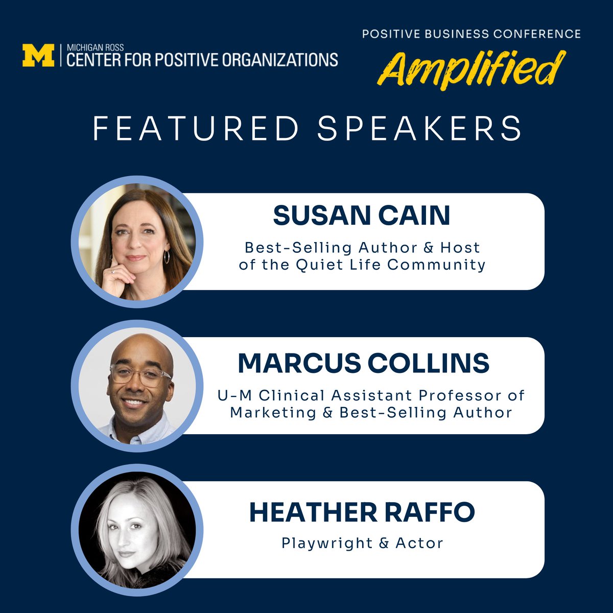 Our speaker roster includes business leaders, luminaries, and @UMich faculty, who are widely recognized as impactful researchers, innovative thinkers, leading practitioners, and life-changing educators. Register today: positivebusinessconference.com