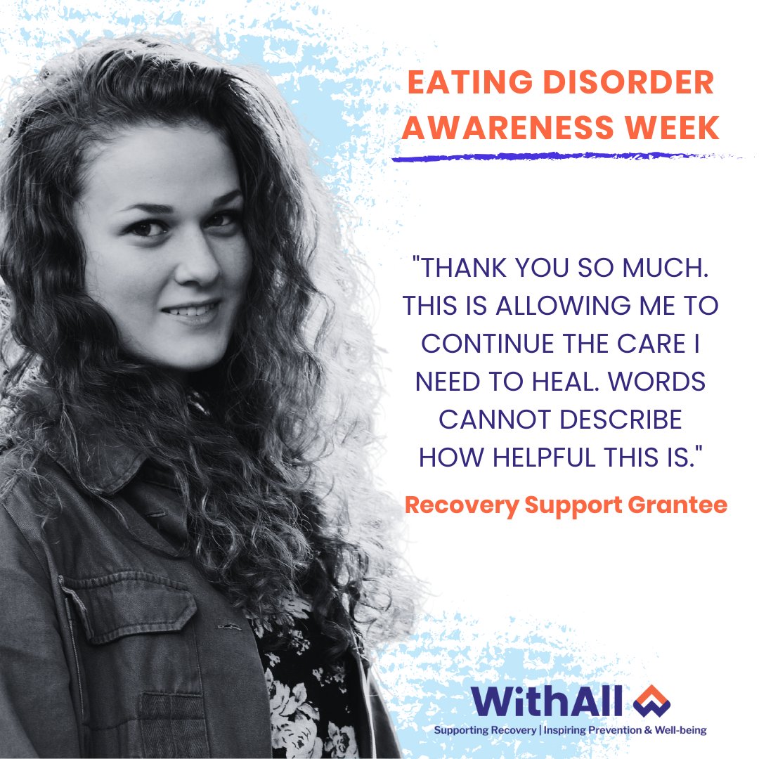 WithAllorg's tweet image. For most of our #WithAllRecoverySupportProgram Grantees, sometimes all they need is a little help so they can continue with their treatment and receive the right support.

Will you donate so we can support more people with their recovery this #EDAwarenessWeek? link in bio.