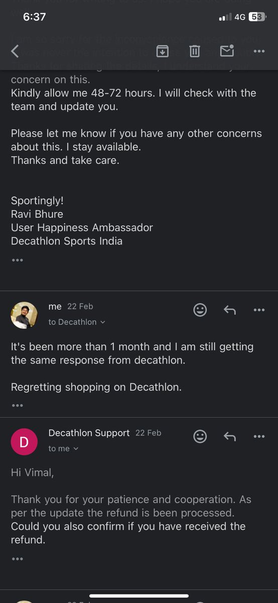 TheVimal027's tweet photo. Even after providing banks confirmation Decathlon customer service is not concerned about your payment issues.

#BoycottDecathlon #SCAM #Decathlon 

@Decathlon_India @Decathlon https://t.co/eAl07vjYNH