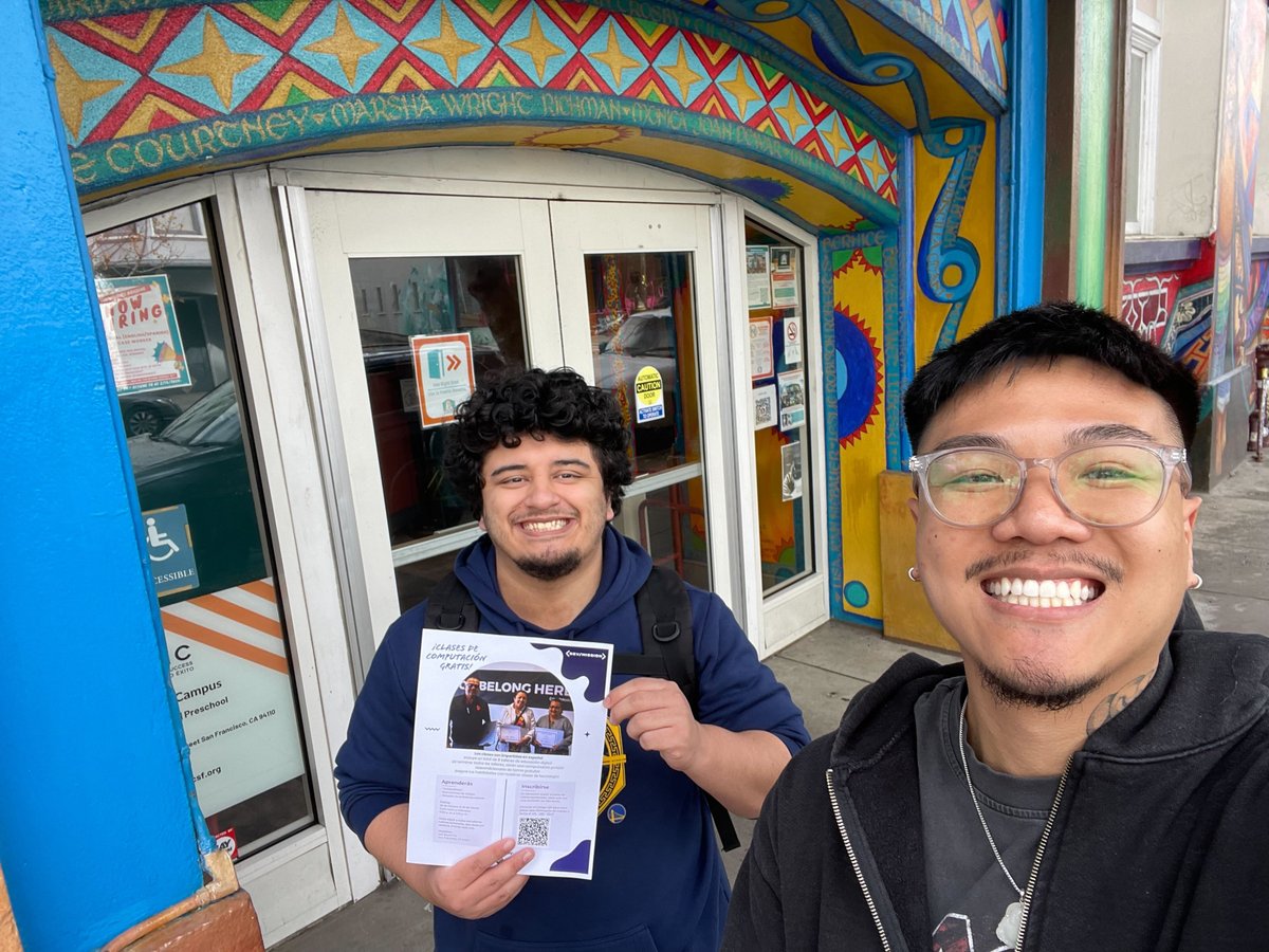 devmissionorg's tweet image. We're hitting the streets of the Mission District to spread the word about our FREE Tech Classes! 📱💻 If you want to level up your skills and join our amazing community, just shoot us a DM or drop a comment below!👩💻👨💻 #TechForAll #freetechclasses #digitalliteracy 🚀🌈