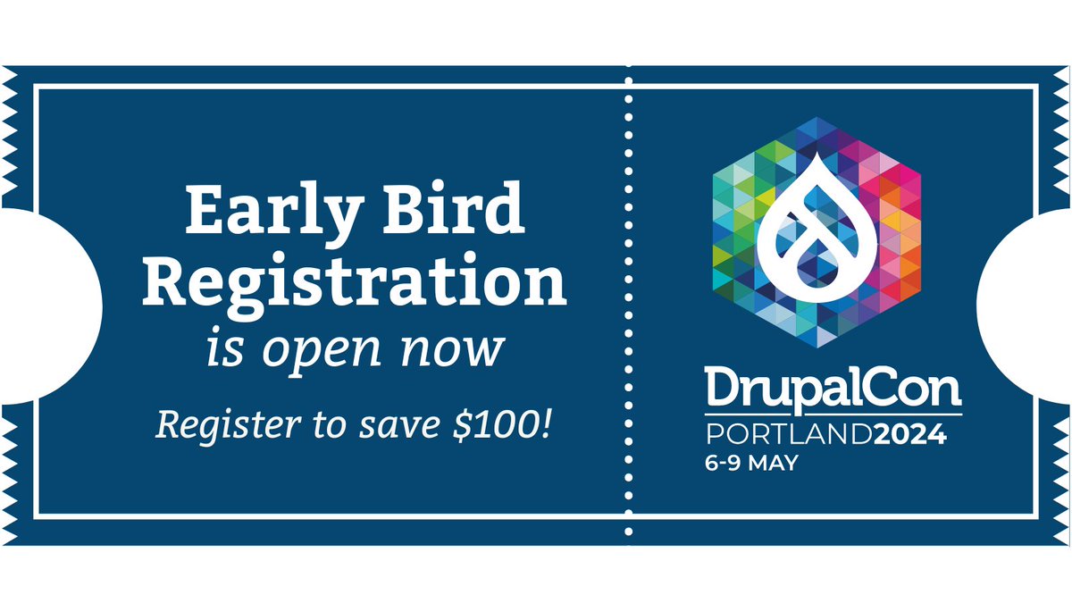 Early Bird registration for #DrupalConPortland closes in less than 3 weeks on 18 March! 🎟️ During the Early Bird window, you'll save $100 on the ticket price. Register now: bit.ly/dconportland20…