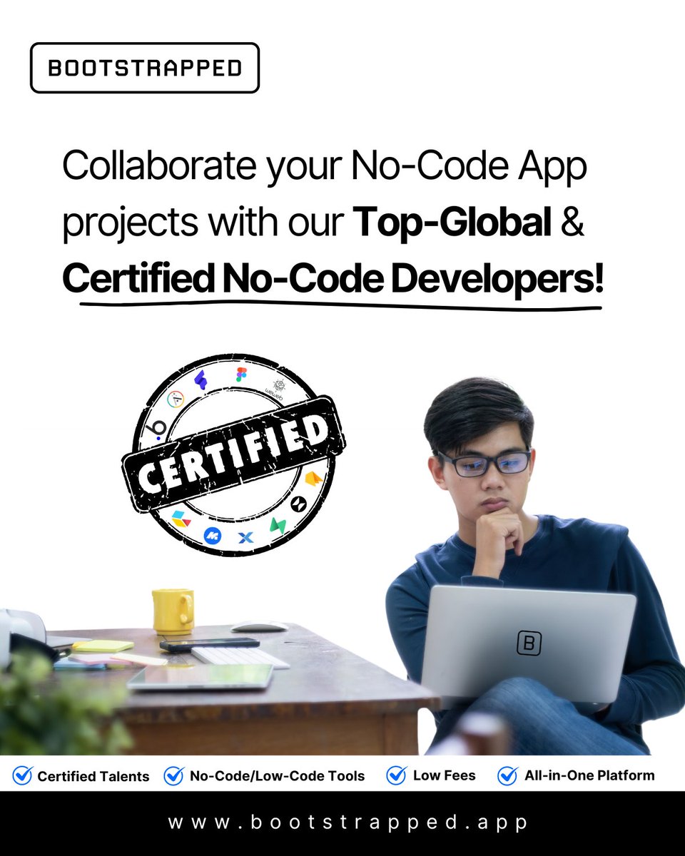 BootstrappedMVP's tweet image. Get matched with the right no-code developer based on your project's skillset needs and budget at Bootstrapped. Start now! bootstrapped.app/freelancers
#certifiednocodedevelopers #nocodedevelopers #nocodedevelopment #nocodetools #freelancers #softwaredevelopers #startups