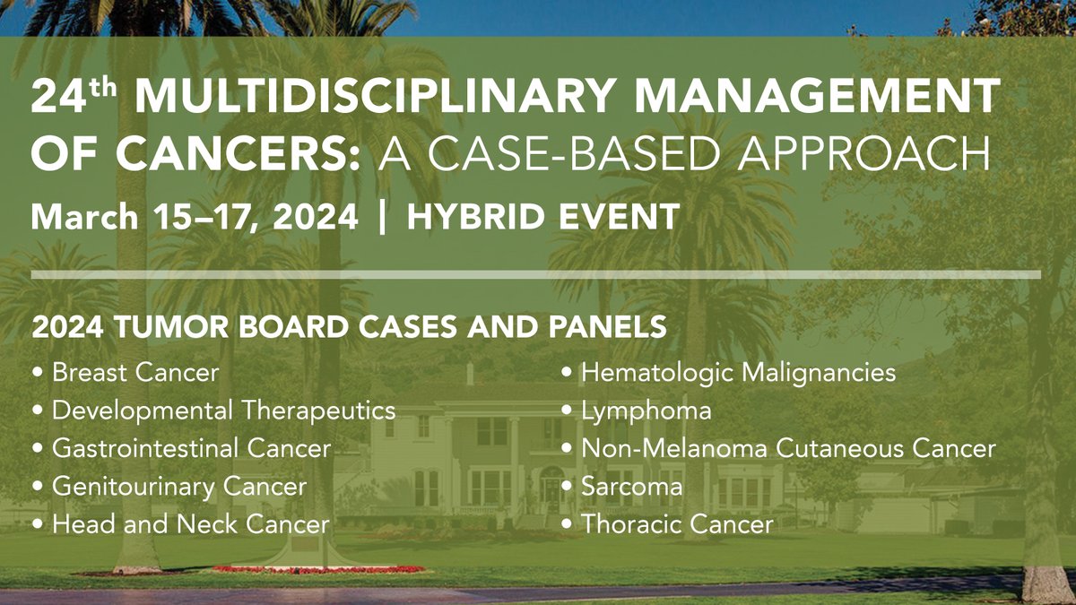 Learn more about tumor board cases on breast, gastrointestinal, genitourinary, hematologic malignancies, lymphoma, and thoracic cancers by signing up for our 24th Multidisciplinary Management of Cancers: A Case-Based Approach. bit.ly/3SGJEwz #ANCO #MMC2024