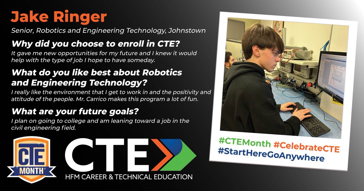 HFM BOCES (@hfmboces) on Twitter photo Rounding out Career and Technical Education Month is Jake from <a href="/JohnstownSD/">Johnstown Schools NY</a> who tells us what he likes about the program he is enrolled in at HFM CTE. #CTEMonth #CelebrateCTE #StartHereGoAnywhere
<a href="/NYSED/">Edinson Velandia</a>
<a href="/NYSACTE/">NYSACTE</a> Rounding out Career and Technical Education Month is Jake from <a href="/JohnstownSD/">Johnstown Schools NY</a> who tells us what he likes about the program he is enrolled in at HFM CTE. #CTEMonth #CelebrateCTE #StartHereGoAnywhere
<a href="/NYSED/">Edinson Velandia</a>
<a href="/NYSACTE/">NYSACTE</a>
