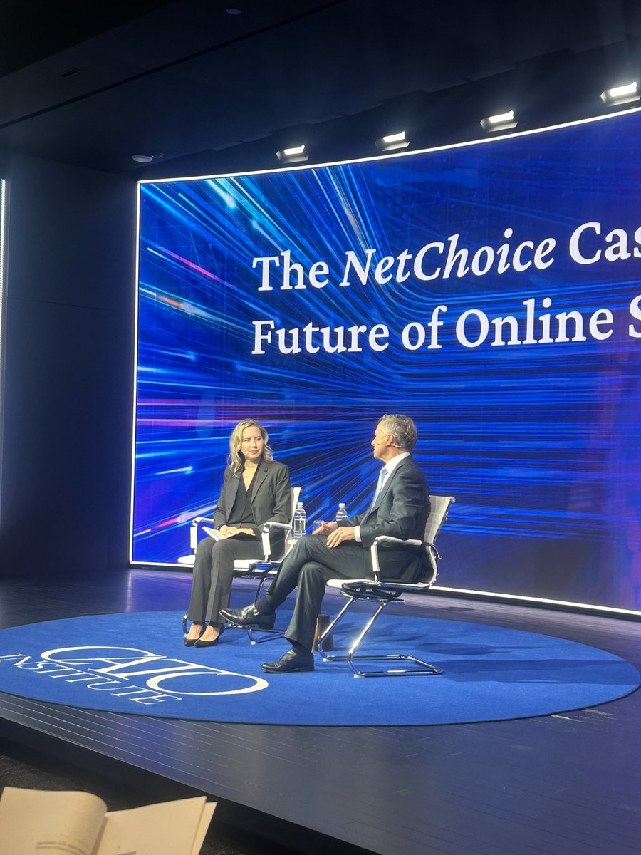 NOW: @SteveDelBianco discusses oral arguments in NetChoice & @ccianet v. Paxton and Moody v. NetChoice & CCIA in a fireside chat with @jrhuddles #Cato1A @CatoEvents cato.org/events/netchoi…